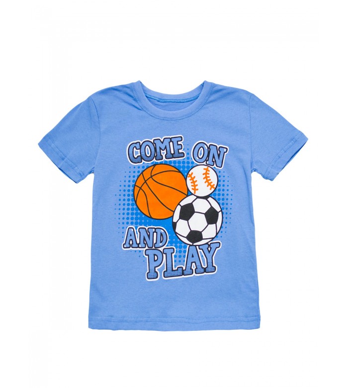 Футболка для мальчика с рисунком ФМ-1608 голубой мячи