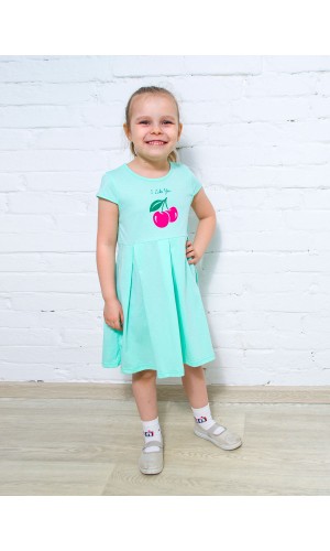 Платье для девочки с коротким рукавом ПЛ-760 бирюзовый-вишня