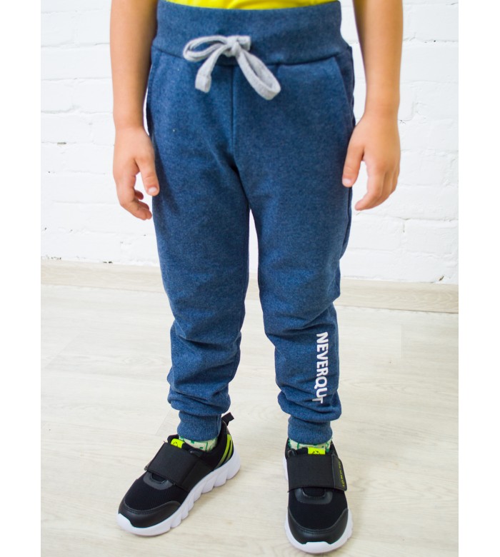 Брюки штаны спортивные детские с принтом Б-1904 синий
