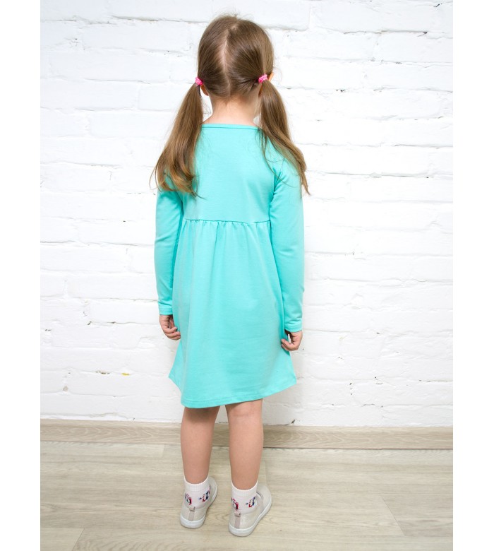 Платье для девочки с длинным рукавом ПЛ-741 бирюзовый