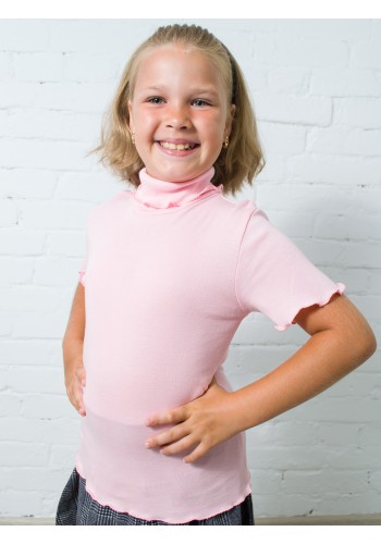 Водолазка школьная с коротким рукавом для девочки Д-237 розовая