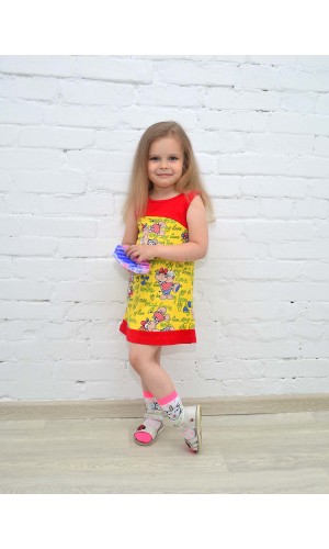 Платье для девочки летнее сарафан ПЛ-712 желтая корова