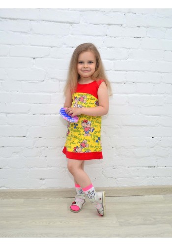Платье для девочки летнее сарафан ПЛ-712 желтая корова