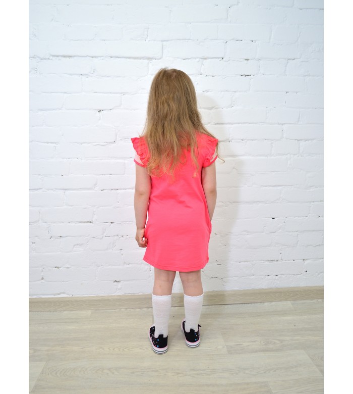 Платье для девочки с коротким рукавом ПЛ-715 красные коты