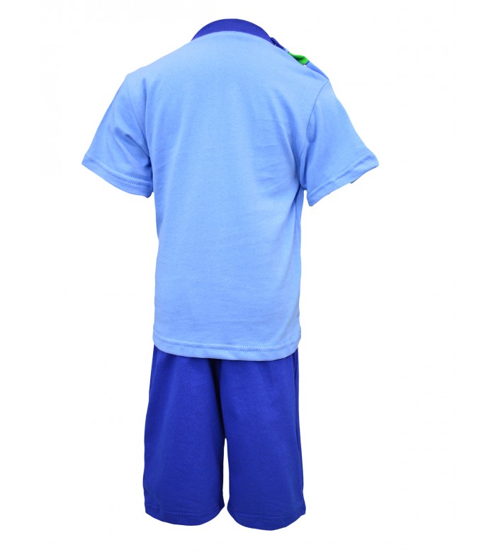 Костюм ясельный летний футболка и шорты КМ-1414 синий дино
