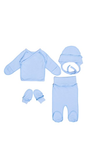 Набор на выписку для новорожденных КМ-1419, 4 предмета голубой