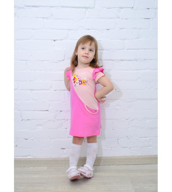 ПЛ-715/Платье детское розовая птичка