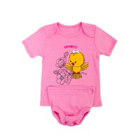 Комплект трусы и футболка ясельный КМ-1406 розовый-птичка