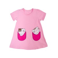 Платье для девочки ясельное летнее ПЛ-729 розовый-котики