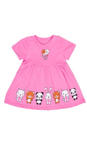 Платье ясельное для девочки ПЛ-735 розовый-зверята
