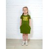 Платье для девочки с коротким рукавом ПЛ-736 подростковое-зеленый