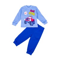 Комплект ясельный трикотажный кофта и штаны КМ-1413 синий-авто