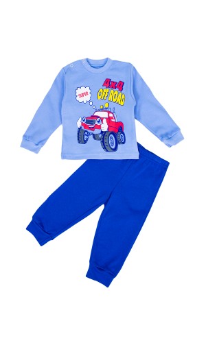Комплект ясельный трикотажный кофта и штаны КМ-1413 синий-авто