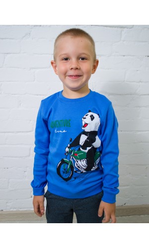 Лонгслив для мальчика с длинным рукавом Д-201 синий панда