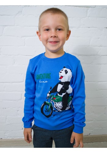 Лонгслив для мальчика с длинным рукавом Д-201 синий панда