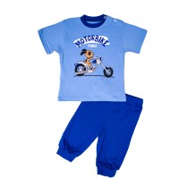 Комплект летний ясельный футболка и шорты КМ-1405 синий мото