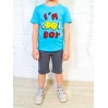 Костюм для мальчика футболка шорты КМ-1407 детский голубой-смайл
