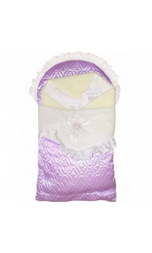 Конверт Мишутка мех-одеяло с брошью фиолетовый 