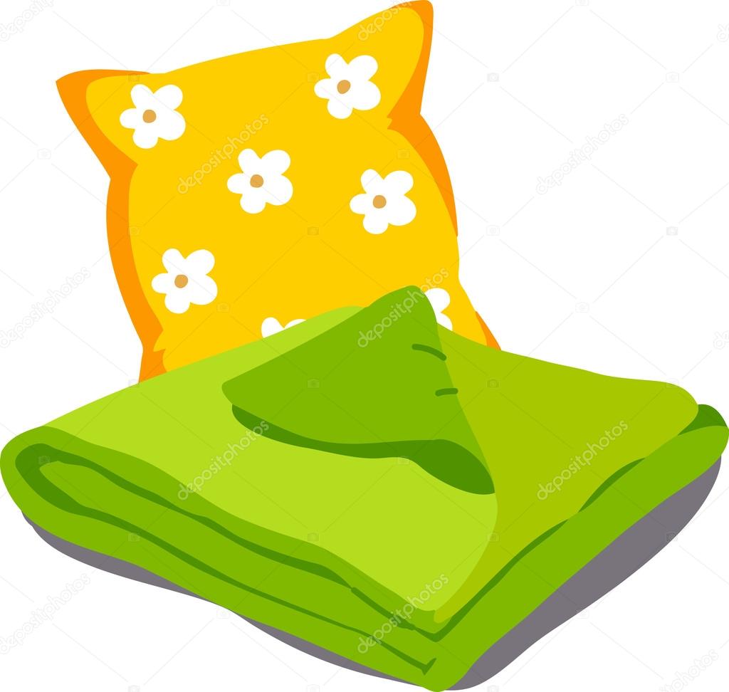 Подушка и одеяло вектор